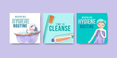 Günlük hayat ilanları broşür ve pazarlama suluboya çizimi için şablon tasarımı