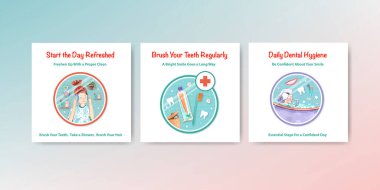 Günlük hayat ilanları broşür ve pazarlama suluboya çizimi için şablon tasarımı