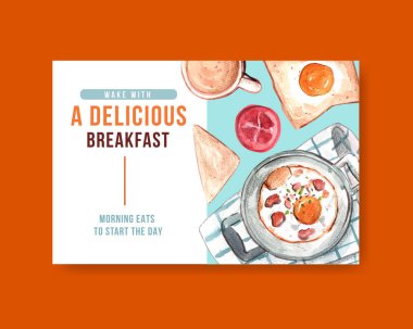 İnternetteki suluboya resimlerini tanıtmak ve pazarlamak için günlük yaşam tasarımı içeren Facebook şablonu