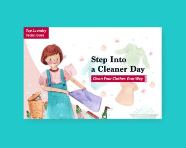 İnternetteki suluboya resimlerini tanıtmak ve pazarlamak için günlük yaşam tasarımı içeren Facebook şablonu