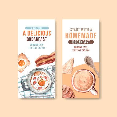 Broşür ve pazarlama suluboya illüstrasyonu için günlük yaşam tasarımı ile el ilanı şablonu