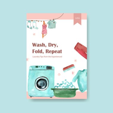 Broşür ve broşür ve broşür suluboya illüstrasyonu için günlük yaşam tasarımı ile bilgi şablonu