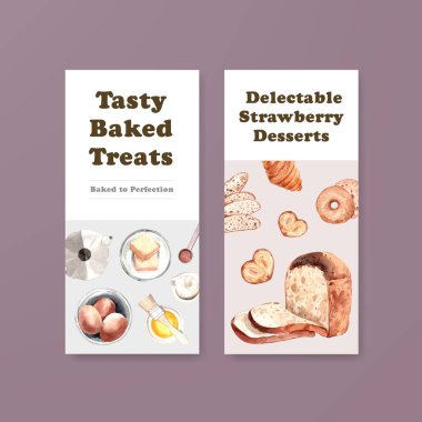 Broşür ve broşür ve broşür için fırın tasarımlı el ilanı şablonu çizimi