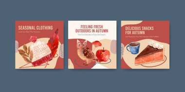 Reklam ve pazarlama suluboya vektör ilüstrasyonu için sonbahar günlük konsept tasarımı ilanı