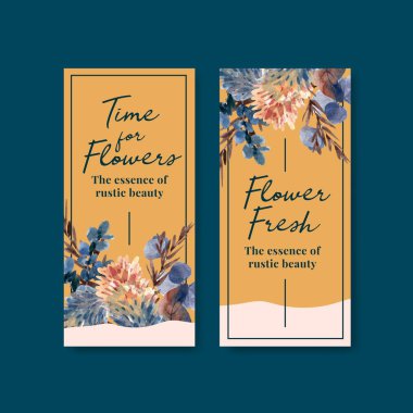 Broşür ve broşür ve broşür için sonbahar çiçeği konsepti tasarımlı el ilanı şablonu