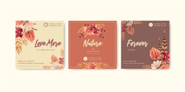 Reklam ve pazarlama suluboya resimleme için sonbahar çiçeği konsepti tasarımı