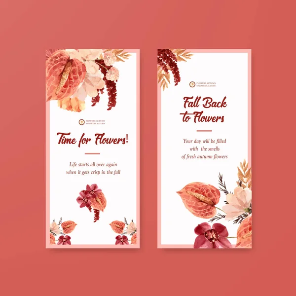 Broşür ve broşür ve broşür için sonbahar çiçeği konsepti tasarımlı el ilanı şablonu
