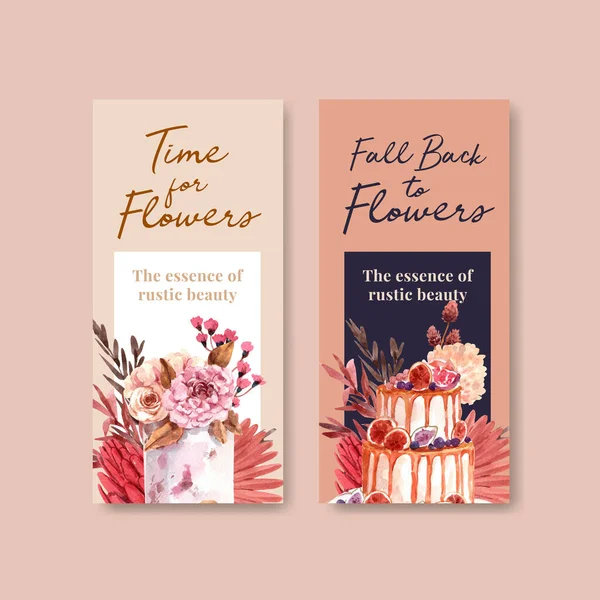 Broşür ve broşür ve broşür için sonbahar çiçeği konsepti tasarımlı el ilanı şablonu