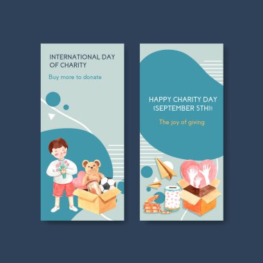  Uluslararası Yardım Günü broşür ve broşür ve broşür suluboya vektörü tasarımı.