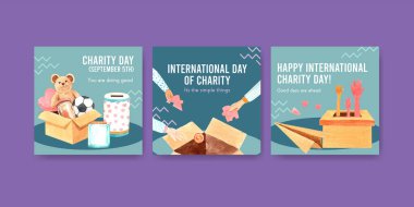 Reklam ve pazarlama suluboya vektörü için Uluslararası Yardım Günü konsepti tasarımı.