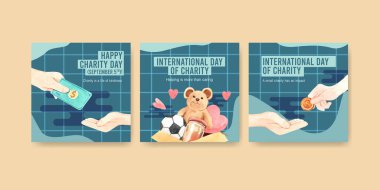 Reklam ve pazarlama suluboya vektörü için Uluslararası Yardım Günü konsepti tasarımı.