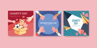 Reklam ve pazarlama suluboya vektörü için Uluslararası Yardım Günü konsepti tasarımı.