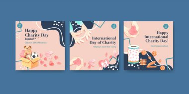 Reklam ve pazarlama suluboya vektörü için Uluslararası Yardım Günü konsepti tasarımı.