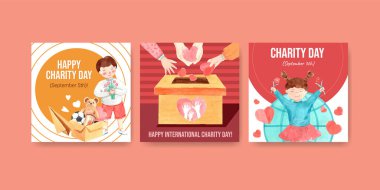 Reklam ve pazarlama suluboya vektörü için Uluslararası Yardım Günü konsepti tasarımı.