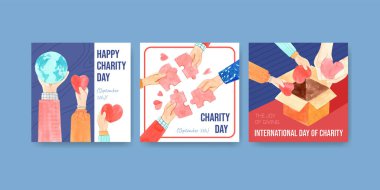 Reklam ve pazarlama suluboya vektörü için Uluslararası Yardım Günü konsepti tasarımı.