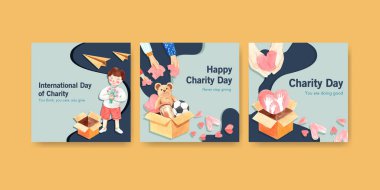 Reklam ve pazarlama suluboya vektörü için Uluslararası Yardım Günü konsepti tasarımı.