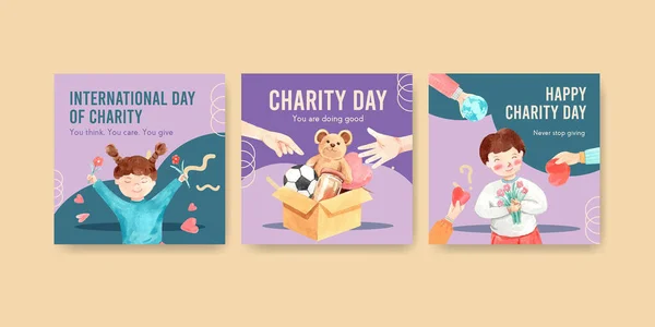 Annonser Mall Med International Day Charity Koncept Design För Reklam — Stock vektor