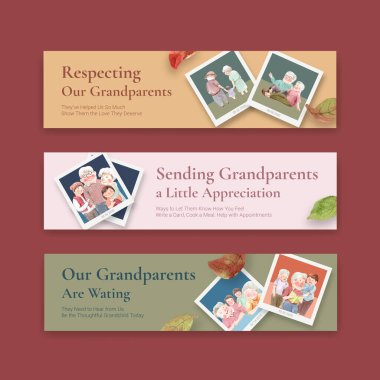 Broşür ve broşür ve bildiri suluboya vektörü için ulusal büyükbabalar günü konsept tasarımı ile pankart şablonu.