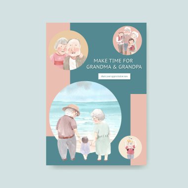 Reklam ve broşür suluboya vektörü için ulusal büyükbabalar günü konsept tasarımı ile poster şablonu. 