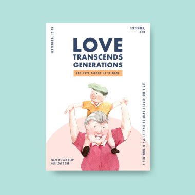 Reklam ve broşür suluboya vektörü için ulusal büyükbabalar günü konsept tasarımı ile poster şablonu. 