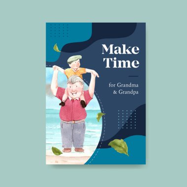 Reklam ve broşür suluboya vektörü için ulusal büyükbabalar günü konsept tasarımı ile poster şablonu. 