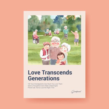 Reklam ve broşür suluboya vektörü için ulusal büyükbabalar günü konsept tasarımı ile poster şablonu. 