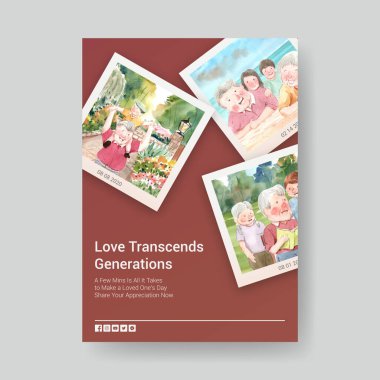 Reklam ve broşür suluboya vektörü için ulusal büyükbabalar günü konsept tasarımı ile poster şablonu. 