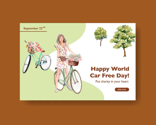 Szablon Facebook Koncepcją World Car Free Day Dla Mediów Społecznościowych — Wektor stockowy