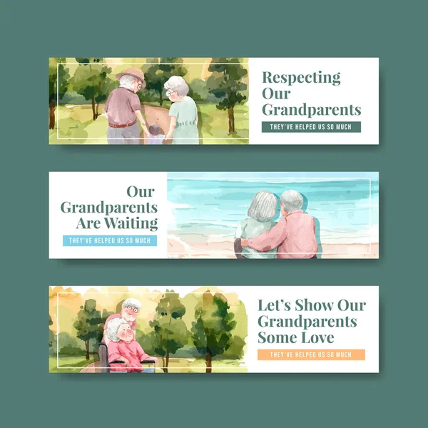 Modèle Bannière Avec Conception Concept Journée Nationale Des Grands Parents — Image vectorielle