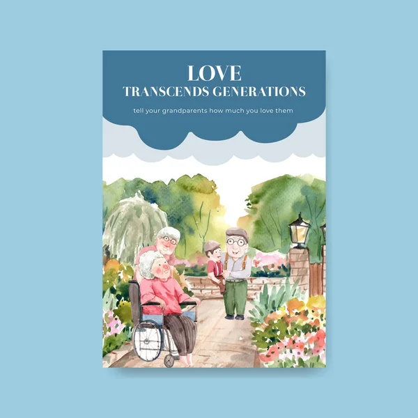 Reklam ve broşür suluboya vektörü için ulusal büyükbabalar günü konsept tasarımı ile poster şablonu. 