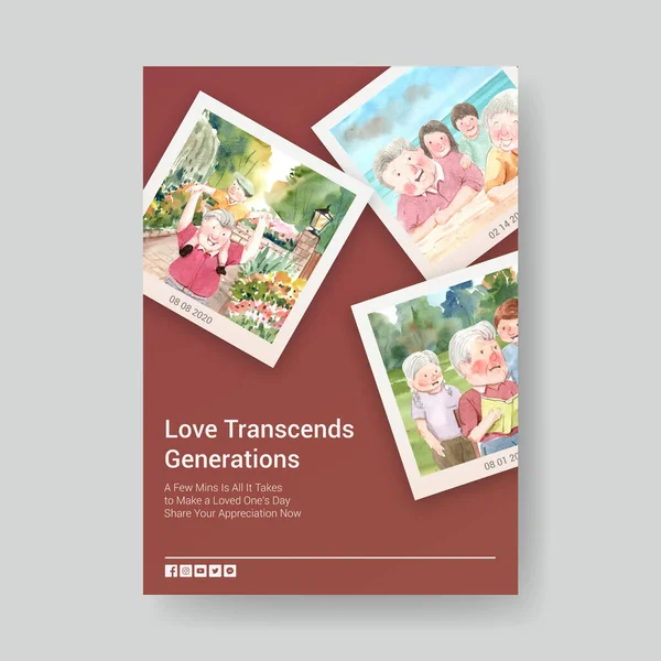 Reklam ve broşür suluboya vektörü için ulusal büyükbabalar günü konsept tasarımı ile poster şablonu. 