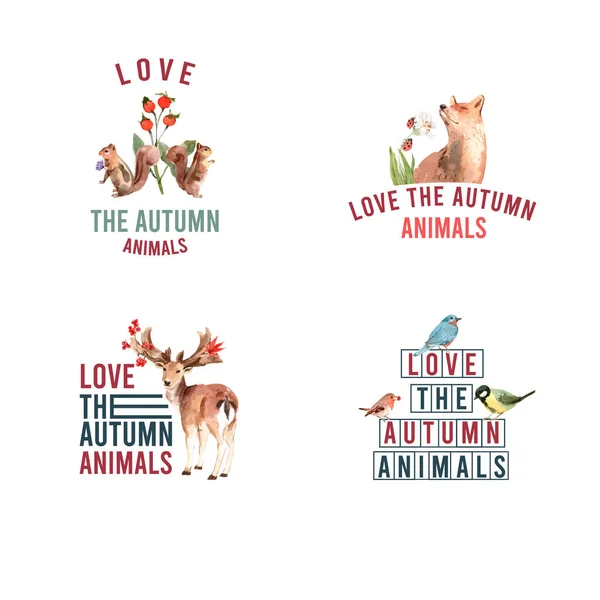 Logotipo Con Diseño Concepto Bosque Animales Otoñales Para Marca Comercialización — Archivo Imágenes Vectoriales