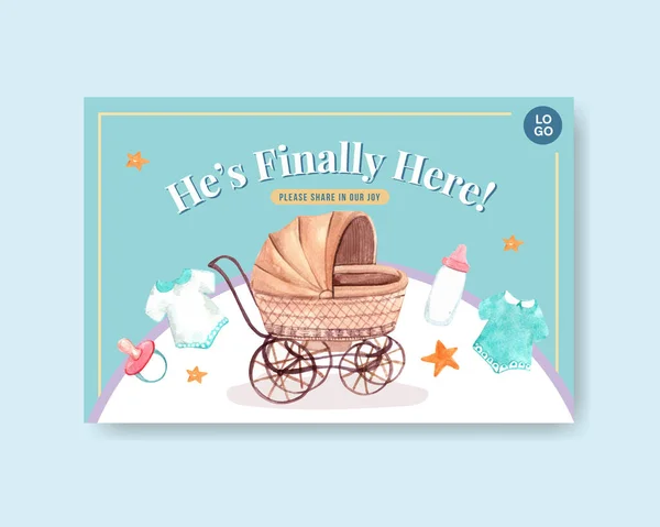 Facebook Template Baby Shower Design Concept Social Media Και Online — Διανυσματικό Αρχείο