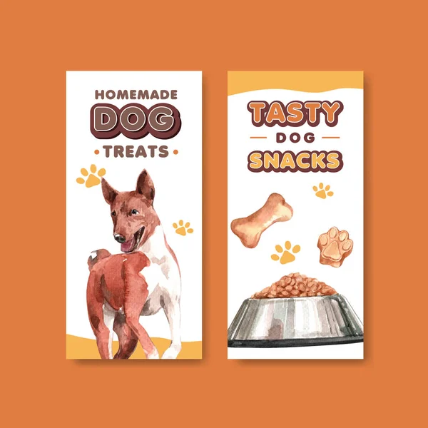 Flyer Template Dogs Design Brochure Leaflet Advertise Watercolor Illustration — Stock Vector