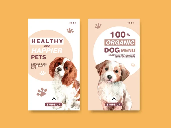 Plantilla Instagram Con Diseño Perros Para Redes Sociales Comunidad Línea — Archivo Imágenes Vectoriales