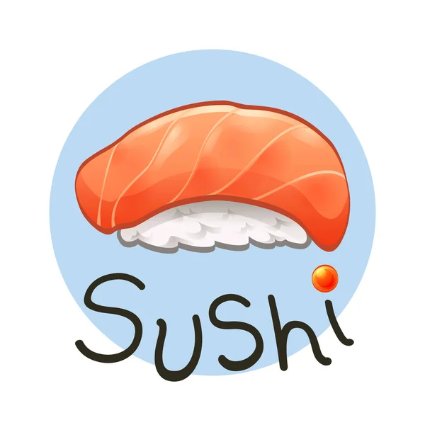 Sushi Salmone Cibo Giapponese Carattere Sfondo Bianco Clipart Logo Illustrazione — Vettoriale Stock