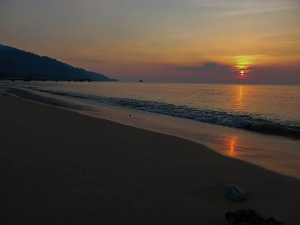 Paysage Sur Plage Île Tioman Pendant Coucher Soleil — Photo