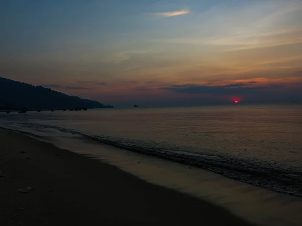 Krajina Pláži Ostrově Tioman Při Západu Slunce — Stock fotografie