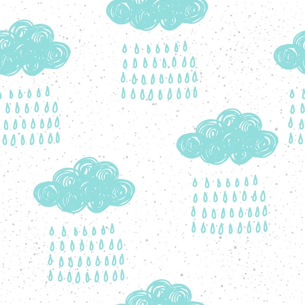 Doodle Wolk Naadloze Patroon Achtergrond Abstract Handgemaakt Wolkenpatroon Voor — Stockvector