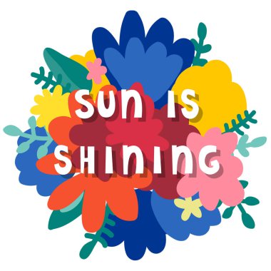 Çiçekli karalama arkaplanı ve el yapımı mesaj. Parlak çiçekler ve basit düşman harf tasarımı hediye kartı, mağaza satışı reklamları, çanta baskısı, olumlu poster, kitap kapağı, atölye davetiyesi vs.. 