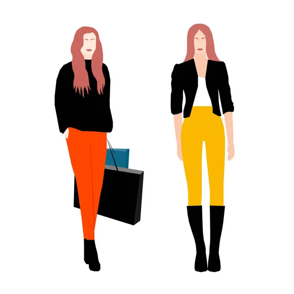 Abstracte Meisjes Achtergrond Volwassen Cartoon Handgemaakte Vrouw Voor Design Kaart — Stockvector