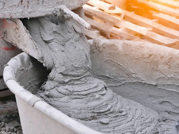 Cemento Mortero Está Dentro Mezcladora Cemento — Foto de Stock