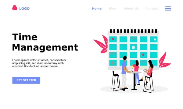 Conceito Ilustração Vetor Gerenciamento Tempo Adequado Para Página Destino Web — Vetor de Stock