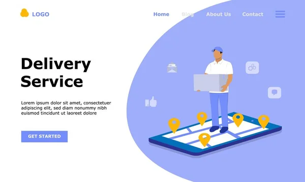 Conceito Ilustração Vetor Serviço Entrega Line Adequado Para Página Destino — Vetor de Stock
