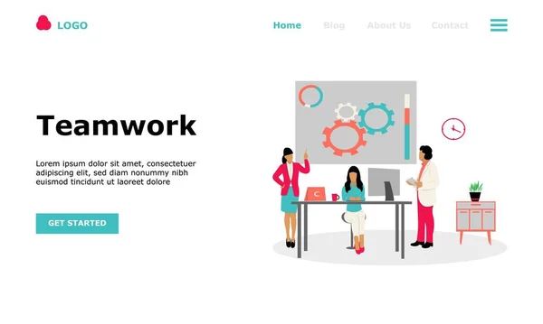 Business Teamwork Vector Illustration Concept Suitable Web Landing Page Mobile — стоковый вектор