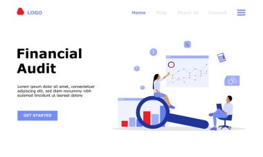 Finansal Denetim Vektörü İllüstrasyon Konsepti, web iniş sayfası için elverişli, ui, mobil uygulama, editoryal tasarım, ilan, ve diğer ilgili durumlar için uygun