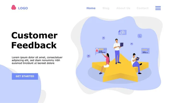 Concepção Ilustração Vetorial Feedback Cliente Adequado Para Página Destino Web —  Vetores de Stock