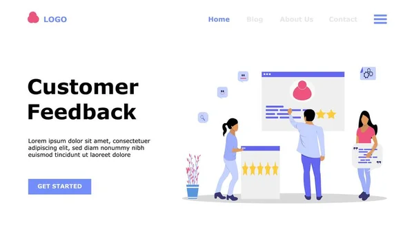 Concepção Ilustração Vetorial Feedback Cliente Adequado Para Página Destino Web — Vetor de Stock