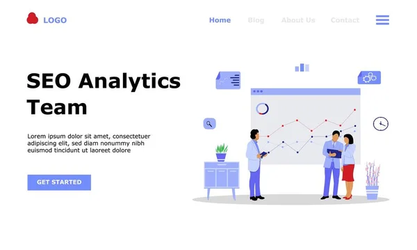 Seo Analytics Team Vector Illustration Concept Suitable Web Landing Page — стоковый вектор