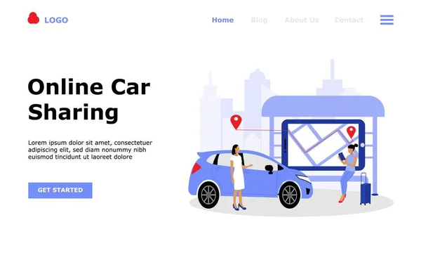 Concepto Ilustración Vectorial Para Compartir Coches Línea Adecuado Para Landing — Archivo Imágenes Vectoriales